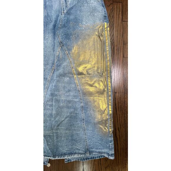 Xplusware Gold Metallic Denim Maxi Skirt – Size Large - Picture 5 of 12